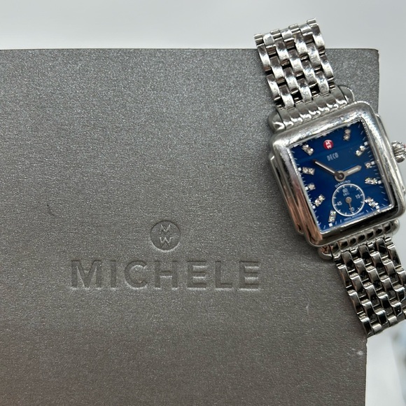 AUTHENTIC Michele Diamond Deco blue mother of pearl watch - Picture 11 of 14